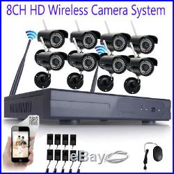 Wireless 1080P 8PCS 8CH NVR 720p IP Outdoor/Indoor Security Camera System CCTV