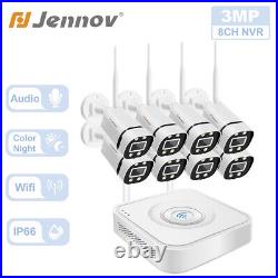 Wireless 3MP IP Security Camera System Outdoor WIFI Audio 8CH NVR Video CCTV Kit