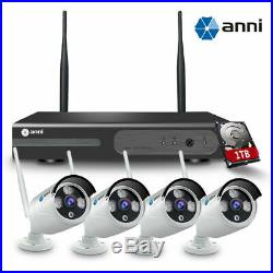 Wireless 4CH 1080P NVR 1TB Hard Drive IR-cut CCTV Outdoor Security Camera System