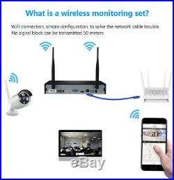 Wireless 4CH 1080P NVR 4x 1.0MP IR-Cut IP Camera Wifi CCTV Security System 500GB