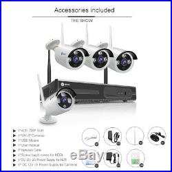 Wireless 4CH 1080P NVR Outdoor 720P 1.0MP CCTV IR-CUT IP Security Camera System