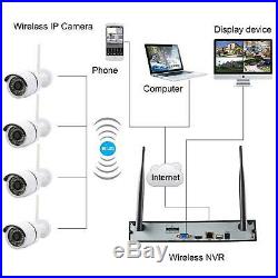 Wireless 4CH 1080P NVR Outdoor indoor WIFI HD Camera CCTV Security System Kit US