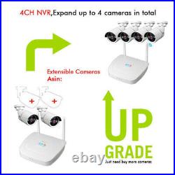 Wireless 4CH NVR 1080P Security Camera System Outdoor WIFI CCTV IR Night Vision