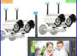 Wireless 7 TFT LCD 2.4G Quad 4CH Night Vision Camera CCTV Security System Video
