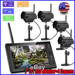 Wireless 7TFT LCD 2.4G Quad CCTV DVR Night Vision Camera Home Security System
