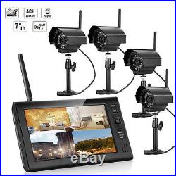 Wireless 7TFT LCD 2.4G Quad CCTV DVR Night Vision Camera Home Security System
