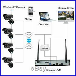 Wireless 8CH H. 264 NVR IR-CUT WIFI CCTV Camera Security System 1TB Hard Drive