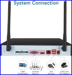 Wireless 8CH NVR 1080P Video Security Camera System Outdoor WIFI CCTV IR