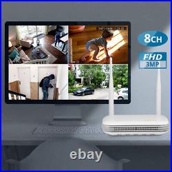 Wireless 8CH NVR WIFI CCTV HD 3MP Video Security System Outdoor Camera 1080P US