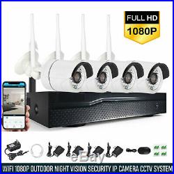 Wireless CCTV 4CH 1080P NVR HD Camera IP66 Waterproof Security WIFI System Kit