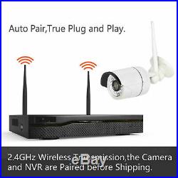 Wireless CCTV 4CH 1080P NVR HD Camera IP66 Waterproof Security WIFI System Kit
