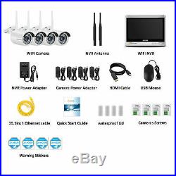 Wireless Camera System 4CH 12'' Monitor NVR 1080P Outdoor Security CCTV Jennov