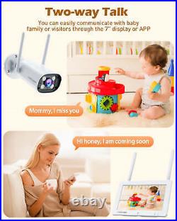 Wireless Home Security Camera System 2K 3MP CCTV 7 Touchscreen Monitor 4CH NVR