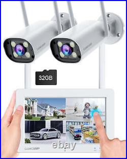 Wireless Home Security Camera System 2K 3MP CCTV 7 Touchscreen Monitor NVR 32GB