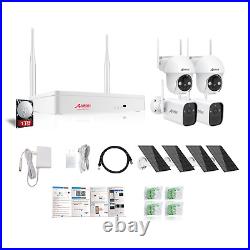 Wireless Outdoor Solar Battery Security Camera System WiFi CCTV Audio IP 8CH NVR