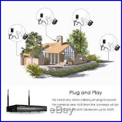 Wireless Security Camera System 1080p HD 4CH WIFI NVR 1TB Home CCTV Kit