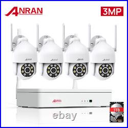 Wireless Security Camera System 360° PTZ CCTV 3MP 8CH NVR 2 Way Audio 1TB HDD