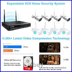 Wireless Security Camera System 8CH HD 1536P 1TB HDD CCTV WIFI Kit NVR Outdoor