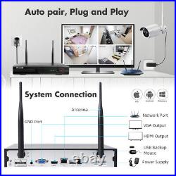 Wireless Security Camera System Outdoor 8CH Video NVR 2MP IP CCTV WIFI Audio Kit