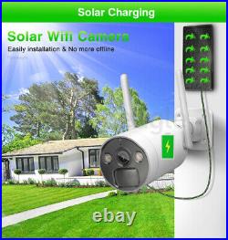 Wireless Security Camera System Outdoor Wifi Solar Powered 8CH 3MP Audio CCTV US