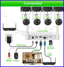 Wireless Security Camera System Outdoor Wifi Solar Powered 8CH 3MP Audio CCTV US