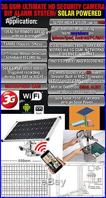 Wireless Solar Security Camera 3G GSM Alarm System Farm Video CCTV Outdoor Phone