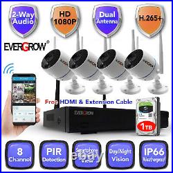 Wireless two way Audio Home Security 4CH 3MP HD 1296P CCTV Camera System DVR kit