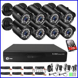 XVIM 1080P 8CH Outdoor CCTV Security Camera System DVR 1TB HDD IR Night Vision
