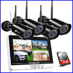 XVIM 8CH 3MP Wireless Security Camera System with 12 Monitor 4 Cameras 1TB HDD