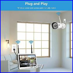 XVIM Wireless Security WiFi Camera System with12 Monitor Outdoor 1080P NVR 1TB