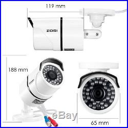 ZOSI 1080P 8CH 4in1 DVR with 8 2MP Outdoor CCTV IR-cut Home Security Camera System