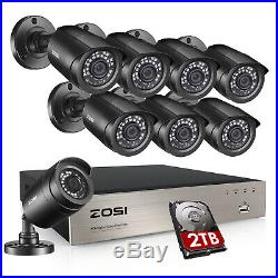 ZOSI 1080P HDMI 8CH H. 265+ CCTV DVR 2MP HD Outdoor IR Security Camera System 2TB