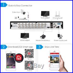 ZOSI 16 Ch Channel Surveillance CCTV DVR 1080p HD Security Camera System HDMI 2T