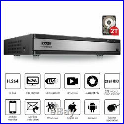 ZOSI 16 Channel 720P DVR HD with Hard Drive for CCTV Camera Security System 2TB