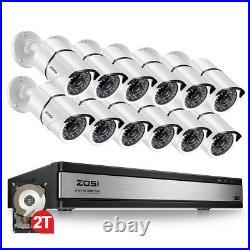 ZOSI 16CH 1080P DVR Outdoor 2MP Home Surveillance Security Camera System 2TB HDD