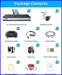ZOSI 16CH 1080P DVR Security Camera CCTV System 4TB Motion Detect Email Alert IR