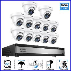 ZOSI 16CH 1080P Home Security Camera System 12 Cameras 80ft Night Vision CCTV