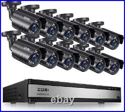 ZOSI 16CH 2MP CCTV Home Security Camera System H. 265+5MP Lite DVR IR Night Alert