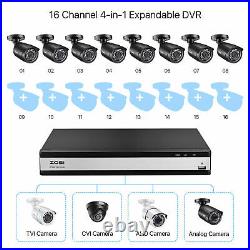 ZOSI 16CH 2MP H. 265+DVR 1080P Wired Security Camera System CCTV Remote Alerts