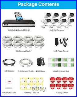 ZOSI 16CH 4K NVR 5MP POE CCTV Security Camera System 4TB Night Vision Audio IR