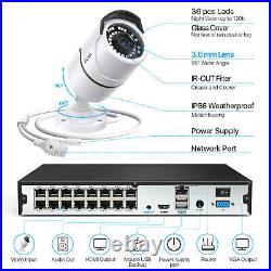 ZOSI 16CH 4K NVR 5MP POE Security Camera System CCTV 4TB IP Surveillance Outdoor