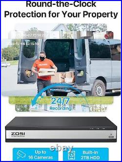 ZOSI 16CH H. 265 1080P Home Security Camera System 2TB Outdoor CCTV Dome Camera