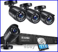 ZOSI 1TB 5MP 8CH DVR 1080P Waterproof Outdoor Home CCTV Security Camera System