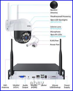 ZOSI 2K Wireless Security PTZ Outdoor Camera System 1T WiFi AI Human Detect CCTV