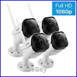 ZOSI 4 Pack 1080p Wireless Security IP Camera System HD 2MP Outdoor WiFi Camera