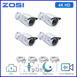 ZOSI 4 Pack 4K Security PoE IP Add-on Camera Wi-Fi Human Detection IP66 Outdoor