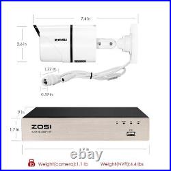 ZOSI 4CH 1080P PoE NVR CCTV Security Camera System Outdoor Camera 1TB HDD