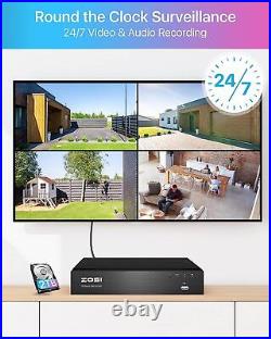 ZOSI 4K 8CH NVR 8MP PoE IP Security Camera System 2TB Audio AI Smart Detect CCTV