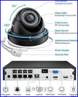 ZOSI 4K 8CH NVR PoE Security IP 3K Camera System 2TB 24/7 Recording Network CCTV