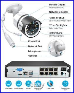 ZOSI 4K NVR 8CH 5MP Security PoE CCTV Camera System Audio AI Detection 2TB